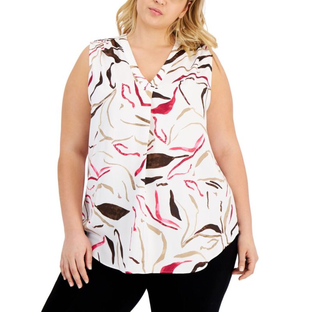 Alfani Plus Size Sleeveless Printed Top